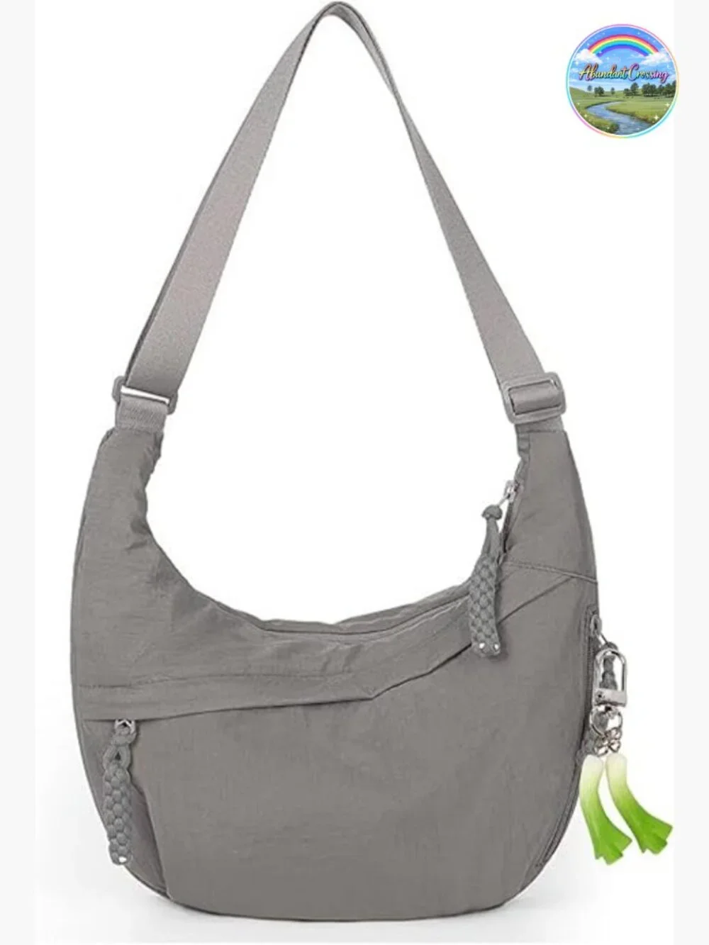 Nylon Hobo Crescent Crossbody Bag with Adjustable Strap